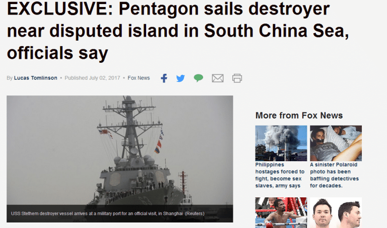 突发！美驱逐舰进入我西沙中建岛12海里！